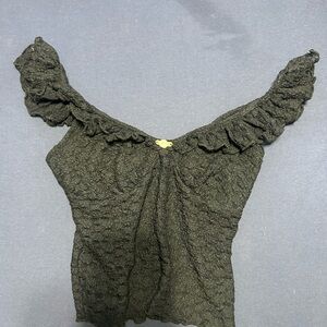 wild fable Black Lace Ruffle Off-Shoulder Camisole